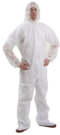 BICAP Lot de 10 combinaisons de peintre jetables, blanches, taille M, combinaison de peintre pour les loisirs et le carnaval, Blanc., M