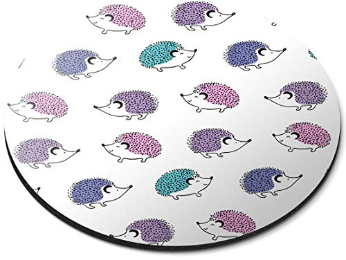 RM46103 Tapis de souris rond Motif hérisson Rose/violet/bleu sarcelle