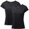 DANISH ENDURANCE Camisetas de Algodón Orgánico para Mujer, Cuello Redondo o Cuello en V, Manga Corta, 2-Pack, Cuello en Pico - Negro, L
