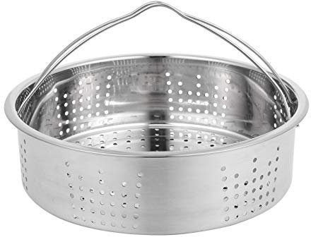 Hemoton Cesta de Vapor de Acero Inoxidable Bandeja de Vapor para Olla Arrocera con Doble Mango Suministros de Herramientas de Cocina Al Vapor Agujero Pequeño Redondo
