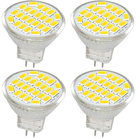 Jenyolon MR11 GU4 LED Lampen neutralweiß 3W AC/DC 12V, 4000K, 400Lm, Ersatz für 30W Halogenlampen Glühlampen, MR11 LED Leuchtmittel klein Birne Spot Licht, 120°Abstrahlwinkel, 4er Pack