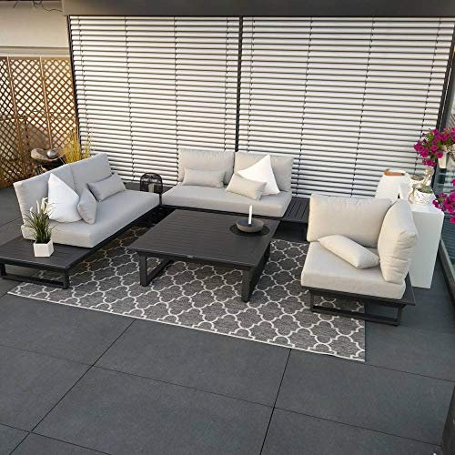 ICM Alu Gartenlounge Set Grenoble Aluminium anthrazit grau Gartenmöbel Loungegruppe Terrassenmöbel Outdoormöbel Loungeset Outdoorlounge Gartenmöbelset Lounge