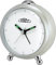 PRIM Modern Silver Alarm Clock - Wecker ohne Ticken (Silber und weiß) mit warmem Licht - Minimalistisches Zifferblattdesign Modischer Nachttischwecker - Moderne Dekoration (