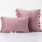 Bestenrose 2er Set Samt Kissenbezug mit Quaste Kissenhülle Dekorative Dekokissen Kissen Couchkissen Sofakissen für Wohnzimmer Schlafzimmer (30x50cm, Pink Lila)