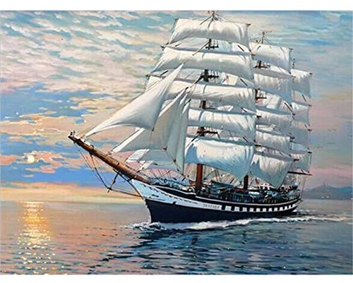 YSCOLOR Diamant Painting 5D DIY Diamant Malerei Boot Landschaft Kreuzstich Hand Schiff Diamant Stickerei Dekoration Diamant Neu Arried 30X40cm