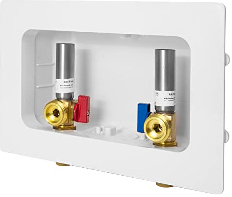 EFIELD Premium-Waschmaschinen-Auslaufbox mit Mittelablauf, 1,27 cm (1/2 Zoll) Push-Fit-Einlassanschluss (Kupfer, Pex, CPVC-Rohr) mit Edelstahl-Wasserschlagsperre (WM034)