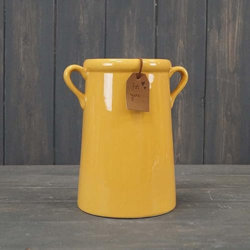 Satchville Gift Burnt Yellow Ceramic Flower Vase with Handles x 18cm (CE080025)