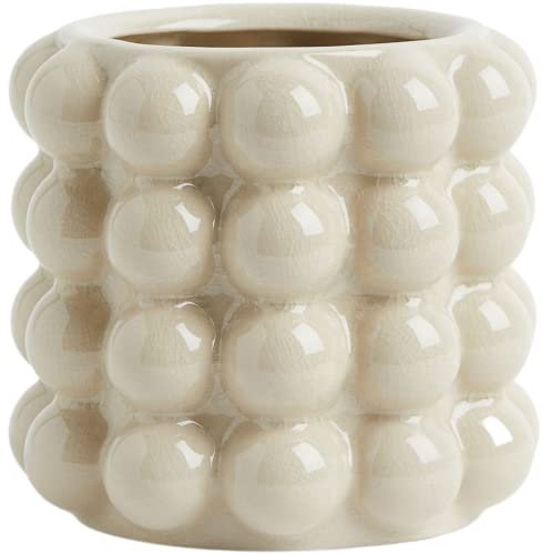 YANWE1 Bubble Keramikvase Beige - Boho Blumenvase für Dekor in Wohnzimmer, Schlafzimmer, Büro - Dekorative Vase für Kamin, Kaminsims, Couchtisch - 5 Zoll