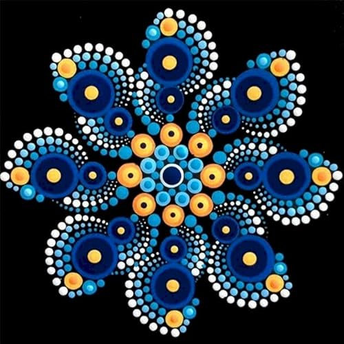 Malen nach Zahlen Ölgemälde nach Zahlen Mandala Teller Erwachsene Malerei DIY Bastel-Set handgemachte Leinwand Färbung Zahlen Malerei Dekoration Geschenk 40x50cm