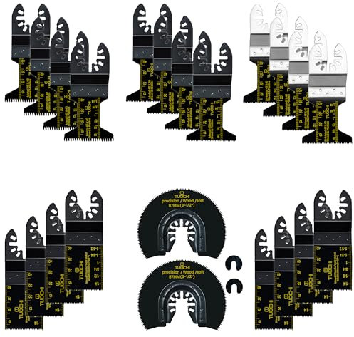 OHROS 24Pcs Titanium Oscillating Saw Blades Professional Universal Multitool Blades for Wood Plastics Metal Fit Dewalt Ryobi Quick Release Multi Tool Blades Kits All Purpose Cutting Coping Tools