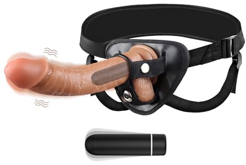 Strap on Realistic Dildo with Harness and Bullet Vibrator, Wearable Sex Toys Silicon G Spot Stimulator Penis, Adult Toys for Men Women Lesbian and Gay