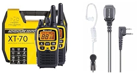 Midland C1180.01 XT70 Adventure, Radio Dual Band Ricetrasmittente Professionale Walkie Talkie & C1497, Microfono con auricolare MA31-L PRO, Nero