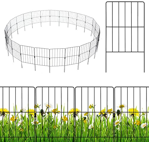 COSTWAY Recinzione da Giardino 33 cm (L) x 61 (A) 25/15 Pannelli, Bordure per Aiuole in Metallo Antiruggine e Robusto, Cancello da Esterno Pieghevole per Giardino, Orto ed Cortile (25)
