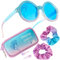 Disney Occhiali da Sole Bambina Protezione UV con Borsette e Accessori Capelli Set - Regalo per Ragazze (Blu Elsa)