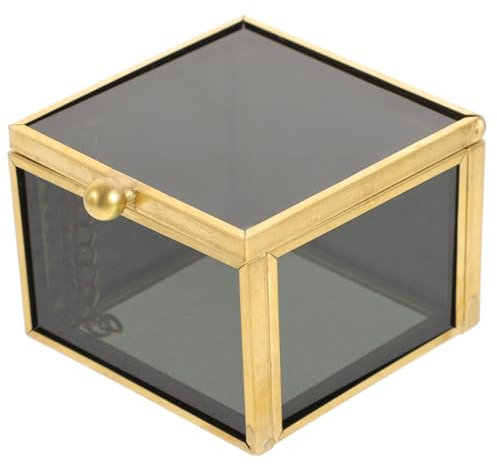 Cabilock Étui De Rangement De Bijoux Verre Vintage Boîte à Bijoux Avec Couvercle Organisateur Décoratif Pour Boucles Oreilles Et Bagues