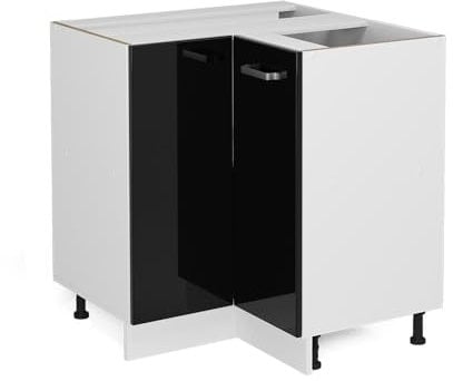 Vicco Eckschrank R-Line, Schwarz Hochglanz/Weiß, 75.6 cm mit Tür, ohne Arbeitsplatte