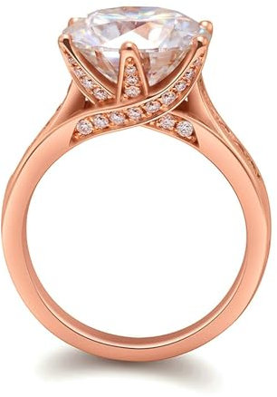 Stfery 18K Rose Gold Ladies Wedding Band 5ct Round Shape White Moissanite Engagement Rings Rose Gold