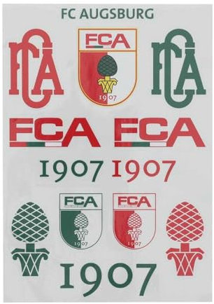 FC Augsburg Aufkleberbogen Rot-Grün-Weiß 12-teilig Sticker Aufkleberkarte FCA