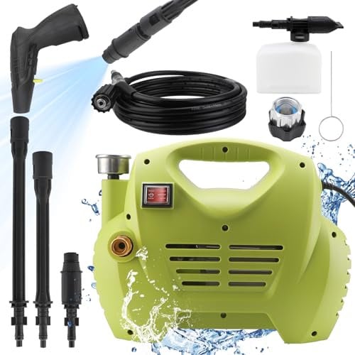 Electric Pressure Washer 1300 PSI 1.8GPM Portable Power Washer with 16FT Hose and Visual Pressure Gauge, Foam Cannon for Cars,Garden,Fences,Patios