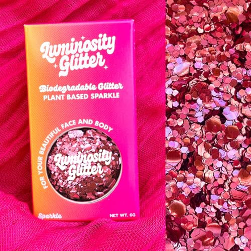 Luminosity Biodegradable Pink Glitter – Chunky & Fine Eco Glitter Mix | Vegan, Plant-Based, Festival Glitter for Face, Body & Hair | Eco Friendly Sparkle Makeup