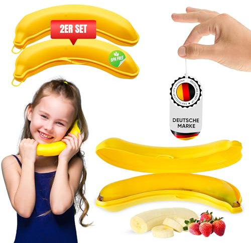 WoonFux® Bananenbox 2er Set - 100% BPA Freie Bananendose - sicherer Verschluss - Spülmaschienenfest - Bananenbox für frische Bananen und sichere Aufbewahrung