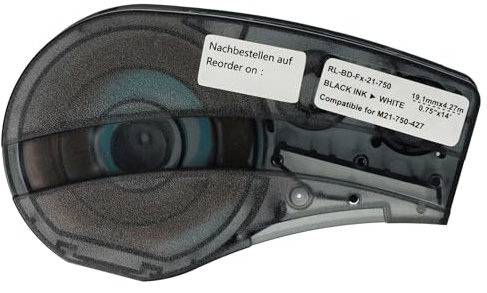 vhbw 1x Schriftband-Kassette kompatibel mit Brady M210, M210-LAB, M211 Etiketten-Drucker 4,27m x 19,05mm Schwarz auf Weiß, Vinyl