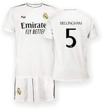 Real Madrid Home Kit Trikot und Shorts Saison 24/25, Bellingham, 10 Years, Replik Shirt Mit Offizieller Lizenz
