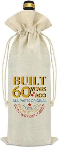 60th Birthday Gifts for Women Men Wine Bag 60 Year Old Birthday Gifts for Husband Wife Dad Mom 60th Wedding Anniversary Party Decorations Gift for Grandma Grandpa Turning 60 Present Wine Bottle Bags