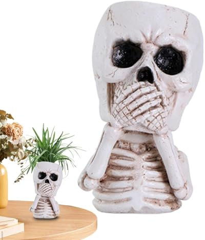 Pots de fleurs en forme de tête de mort pour - Cache-pot squelette pour l'intérieur - Pot de fleurs pour succulentes - Vase tête de mort - Cache-pot pour Halloween - Pot pour