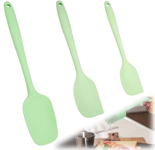3 Piezas Espatula Silicona Cocina, Lengua Silicona, Paletas Cocina Silicona, Antiadherentes de Silicona sin BPA Resistente al Calor 230℃, Utensilios de Cocina Silicona para Cocina, Hornear, Mezclar