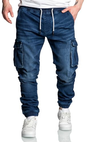 REPUBLIX Herren Sweathose in Stretch Denim Männer Cargo Jogging Jeans R7024