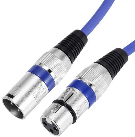 sourcing map XLR Male to XLR Female Cable, 10ft XLR to XLR Microphone Cable, Audio Adapter Cord for Preamps/Speaker Systems, Blue