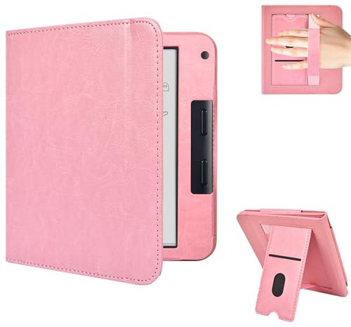 Coque pour 7 Kobo Libra Colour 2024 / Kobo Libra 2 2021, Coque Liseuse Housse de Protection avec Réveil/Sommeil Automatique, Béquille Fente pour Carte et Dragonne