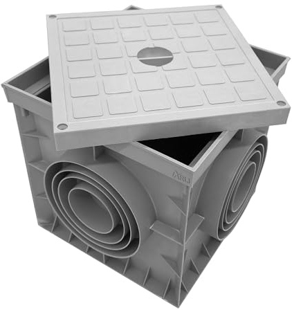 ARLI Revisionsschacht 300 x 300 x 300 mm Kontrollschacht Einlaufschacht Zugkasten mit Deckel und Boden - 300x300x300 mm