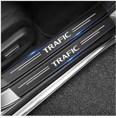Générique 4 Pièces Seuil De Porte De Voiture Protection Autocollant pour Renault Trafic,Fibre De Carbone Anti-Rayures Bande DéCoratifs Accessoires