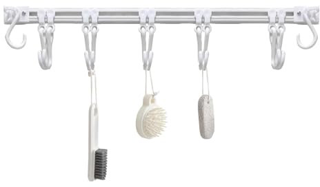 Kitchen Sliding Hooks - Kitchen Rack Rail Rack Organizer,Kitchen Cookware Hanger Bar Wall Hooks Rail Rack Organizer for Towel, Spoon, Coats