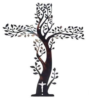 YO-yiHHG Metallkreuz Baum Wanddekoration, Baum des Lebens Wandkunst Kreuze Wanddekoration Familienkreuz Ideal zum Aufhängen in Räumen wie Wohnzimmer, Arbeitszimmer und Kirchen (B)