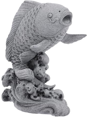 Zerodeko Statue De Jardin De Poissons Koi Sculpture De Poisson Fontaine De Poisson Pulvérisation d'eau Décor pour Extérieur Patio Étang Décoration De Jardin