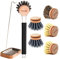 XL Spülbürste Set | Spülbürste - austauschbaren Bürstenkopf | Bürstenständer | 2X Kaktus, 2X Rosshaar, 2X. Kunststoff | nachhaltig, stilvoll abwaschen, spülen | Holz, Silikon, Edelstahl (schwarz)