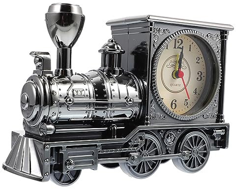 PRETYZOOM Antiker Lokomotive Wecker Aus Kunststoff Retro Schreibtischuhr Vintage Nachtlichtuhr Für Wohnzimmer Schlafzimmer Und Büros Batteriebetrieben (Nicht Enthalten)
