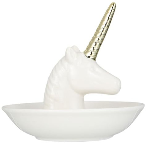 LIFKOME 1 Pc Plaque à Bijoux Licorne Porte-plats à Bijoux Plateau De Plat D'anneau Plateau à Bijoux Plateau à Bracelets Plat De Bijoux Créatif Joli Plateau Porte-collier Céramique Blanche