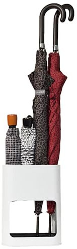 KINSTON - Portaombrelli Bianco Design Minimalista - Dimensioni 21 x 28 x 9 cm, Stabile con Vassoio Rimovibile per Asciugatura Rapida - Capacità Fino a 4 Ombrelli, Ideale per Piccoli e Grandi Ombrelli