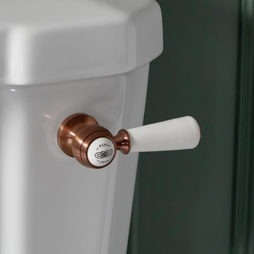 Milano Elizabeth Traditional Bathroom Toilet WC Cistern Flush Lever Ceramic Handle - Brushed Copper