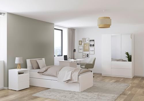 M Möbel-Direkt Deutschlands schnelle Möbel Jugendzimmer Joel – Kinder- und Jugendzimmer in Weiß Made in Germany - Verschiedene Set Varianten (4 teilig mit 90er Jugendbett)