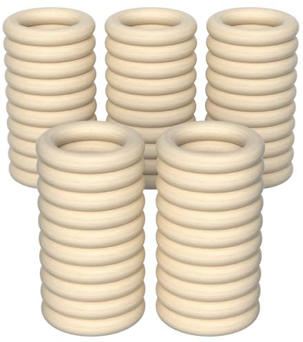 Chiluxendo 50 Stück Holzringe zum Basteln, Makramee Ringe, Serviettenringe, Holzring Hölzern, Natürliche Holzreifen, für Kunst & Handwerk, Heimwerken, Wohnkultur & Schmuckherstellung (Ø 55mm)