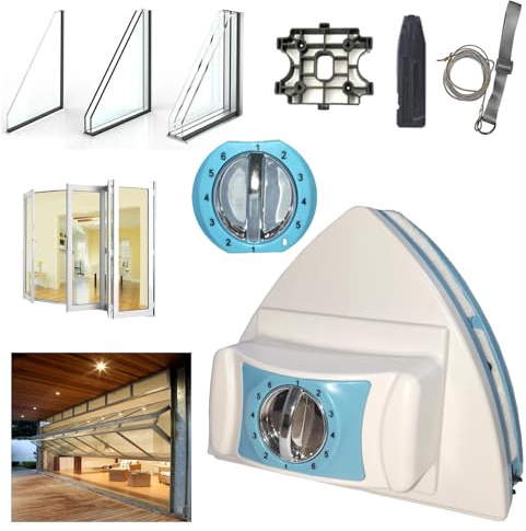Hooha Double Side - Pulitore magnetico per finestre con pulitore magnetico per finestre, 8 – 40 mm, set di pulizia regolabile per tapparelle, garage, case, ecc