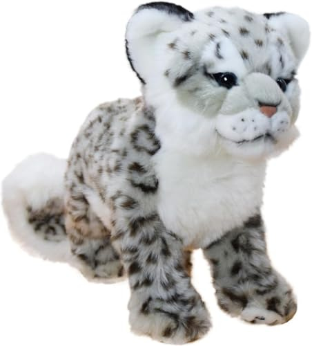 PuffPurrs Schneeleopard Plüschtiere, 18 Zoll Realistischer Weißer Leopard Plüschtiere