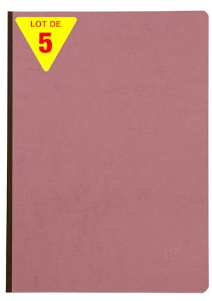 Clairefontaine 791406Cpack - Packung 5x Notizbücher Kladde Age Bag, DIN A4 21x29,7cm, Leinenrücken, 96 Blatt blanko 90g, Altrosa, 1 Pack