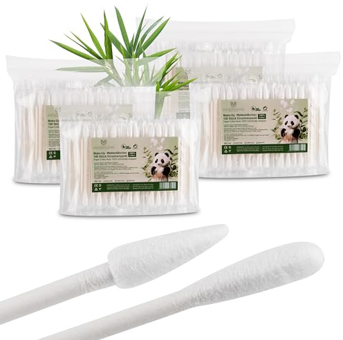 Wattestäbchen für Make-up & Reinigung, Reinigungsstäbchen – 1000 Stück (10x100) steril verpackt – DualTip mit runder & spitzer Spitze – Einweg – Stiel aus Hartpapier – hygienisch & umweltfreundlich