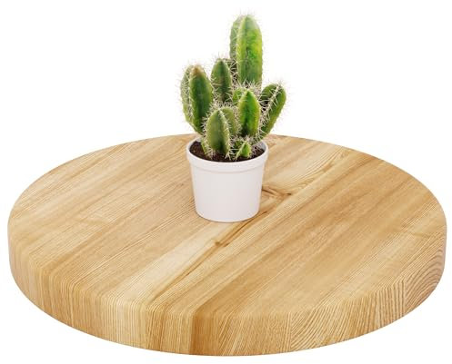 LAMO Manufaktur Plateau de Table Rond 40 cm en Bois Naturel | pour Table Basse Ronde ou de Chevet | Épaisseur : 40 mm | Couleur : Rustique